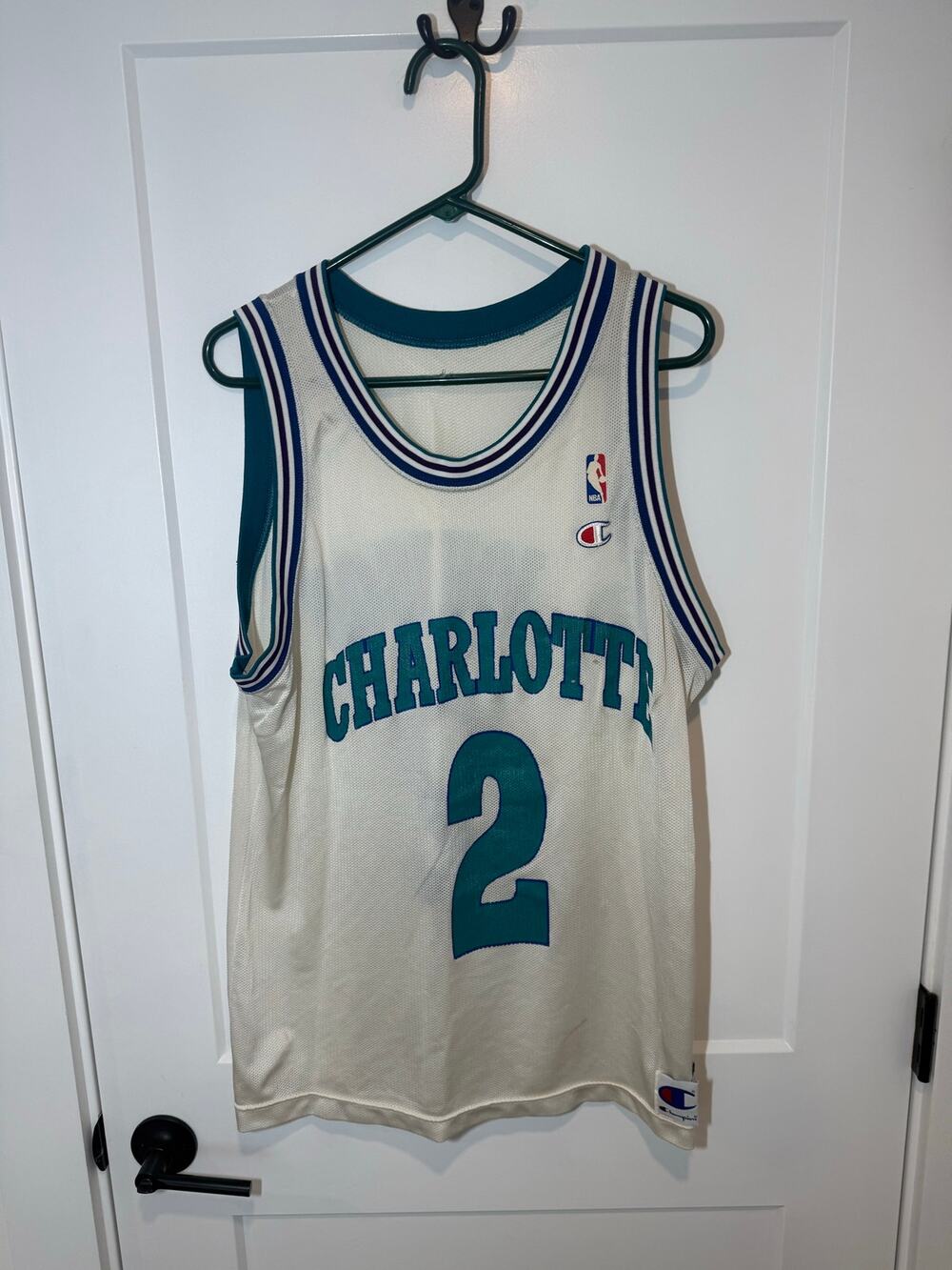 Vintage Larry Johnson Charlotte Hornets Champion NBA Retro Throwback Jersey. L